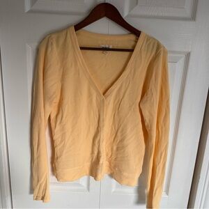 Pact Thermal Top Women Large Butter Yellow Long Sleeve Button Organic Cotton